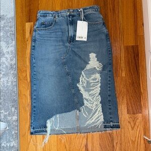 Frame Distressed Denim Skirt